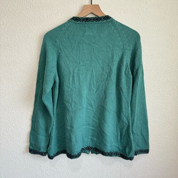 The Alpaca Connection Women's Medium Made in Peru Zip Jacket Green Aztec Cozy - Picture 7 of 7